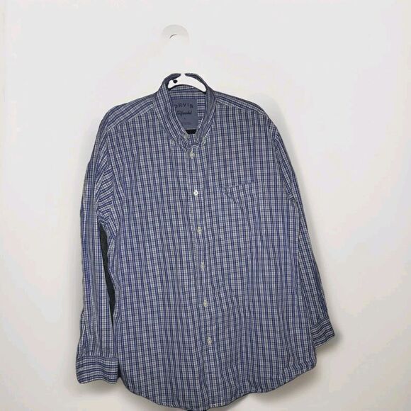 ORVIS Surfwashed Long Sleeve‎ Shirt Men's Large Blue White Plaid Button Down - Picture 1 of 9